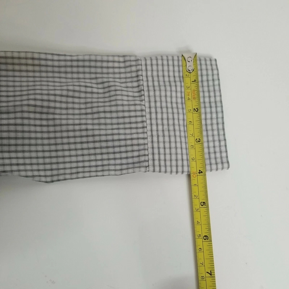 Banana Republic Women's Gray Check Ruffle Collar Long Sleeve Button Shirt Size M - Picture 4 of 5